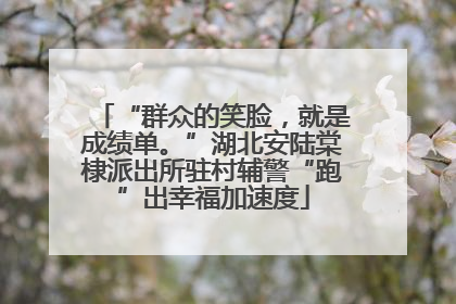 “群众的笑脸，就是成绩单。”湖北安陆棠棣派出所驻村辅警“跑”出幸福加速度