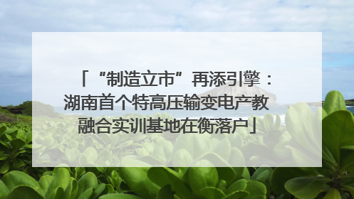“制造立市”再添引擎：湖南首个特高压输变电产教融合实训基地在衡落户