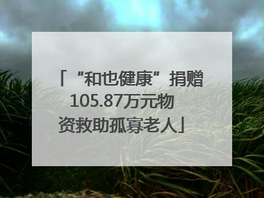 “和也健康”捐赠105.87万元物资救助孤寡老人