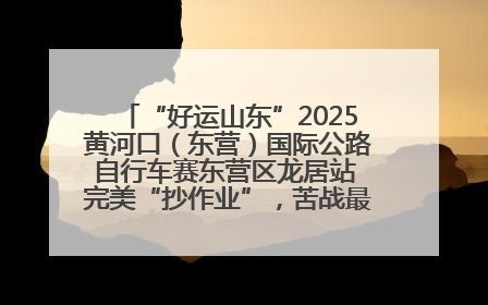 “好运山东”2025黄河口（东营）国际公路自行车赛东营区龙居站 完美“抄作业”，苦战最后时刻黄衫易主