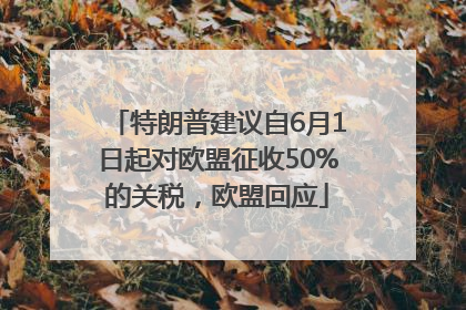 特朗普建议自6月1日起对欧盟征收50%的关税，欧盟回应