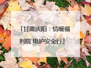甘肃庆阳：情暖福利院 电护安全行