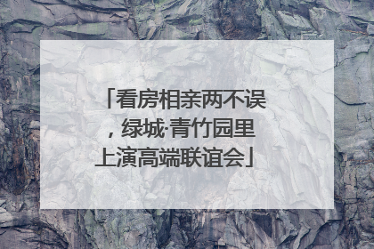 看房相亲两不误，绿城·青竹园里上演高端联谊会