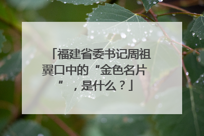 福建省委书记周祖翼口中的“金色名片”，是什么？