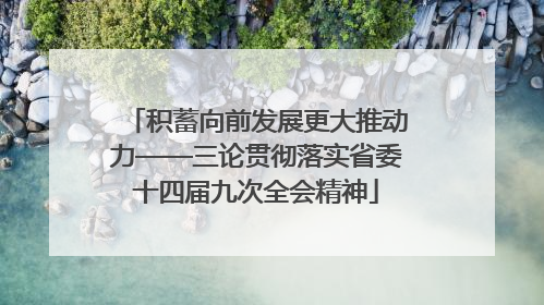 积蓄向前发展更大推动力——三论贯彻落实省委十四届九次全会精神