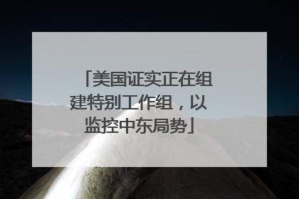 美国证实正在组建特别工作组，以监控中东局势