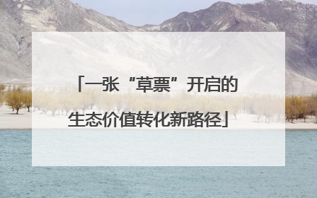 一张“草票”开启的生态价值转化新路径