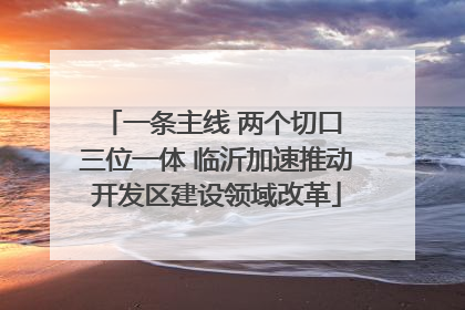 一条主线 两个切口 三位一体 临沂加速推动开发区建设领域改革
