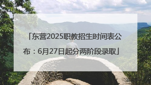 东营2025职教招生时间表公布：6月27日起分两阶段录取