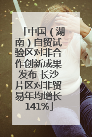 中国（湖南）自贸试验区对非合作创新成果发布 长沙片区对非贸易年均增长141%