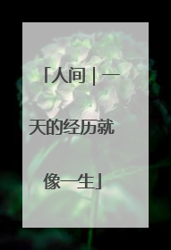 人间｜一天的经历就像一生
