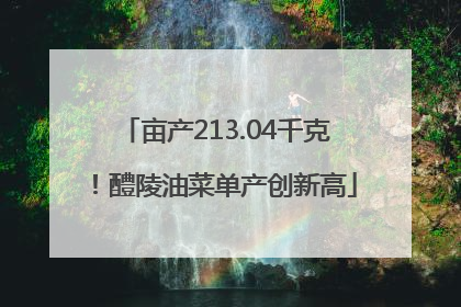 亩产213.04千克！醴陵油菜单产创新高