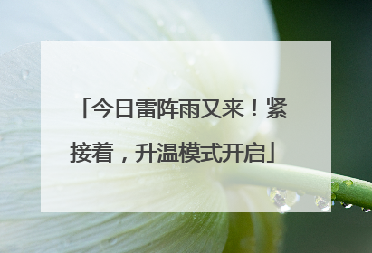 今日雷阵雨又来！紧接着，升温模式开启