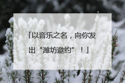 以音乐之名，向你发出“潍坊邀约”！