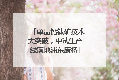 单晶钙钛矿技术大突破，中试生产线落地浦东康桥