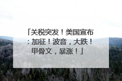 关税突发！美国宣布：加征！波音，大跌！甲骨文，暴涨！