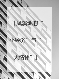 凤溪地的“小经济”与“大情怀”