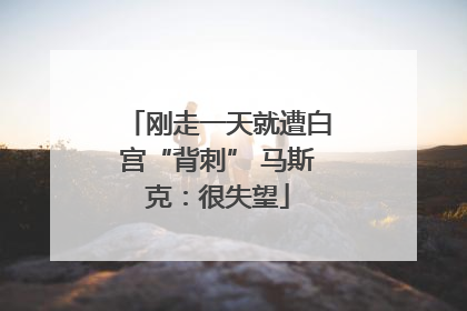 刚走一天就遭白宫“背刺” 马斯克：很失望
