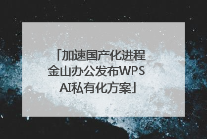 加速国产化进程 金山办公发布WPS AI私有化方案