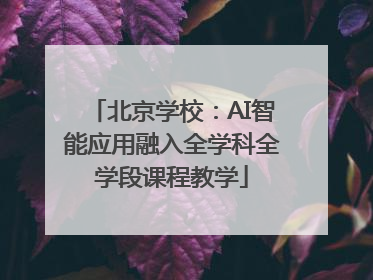 北京学校：AI智能应用融入全学科全学段课程教学