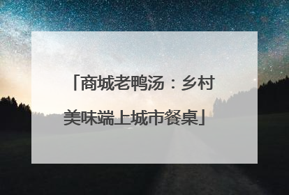 商城老鸭汤：乡村美味端上城市餐桌