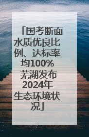 国考断面水质优良比例、达标率均100% 芜湖发布2024年生态环境状况