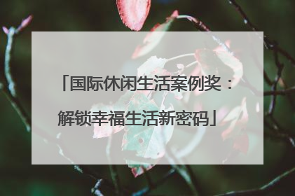 国际休闲生活案例奖：解锁幸福生活新密码