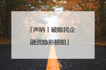 声纳丨破除民企融资隐形梗阻