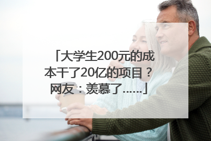 大学生200元的成本干了20亿的项目？网友：羡慕了……