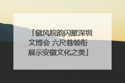 徽风皖韵闪耀深圳文博会 六尺巷领衔展示安徽文化之美