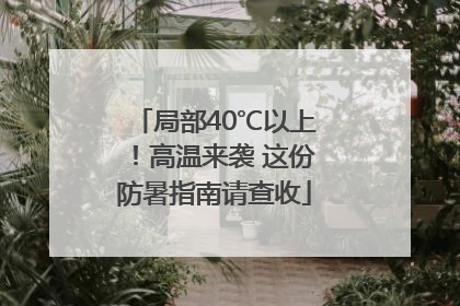 局部40℃以上！高温来袭 这份防暑指南请查收