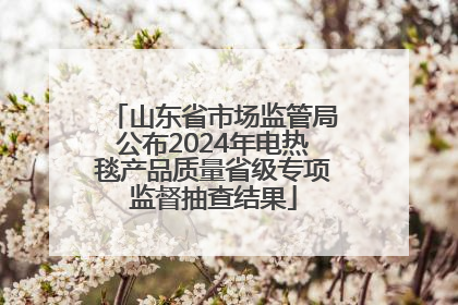 山东省市场监管局公布2024年电热毯产品质量省级专项监督抽查结果