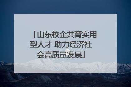 山东校企共育实用型人才 助力经济社会高质量发展