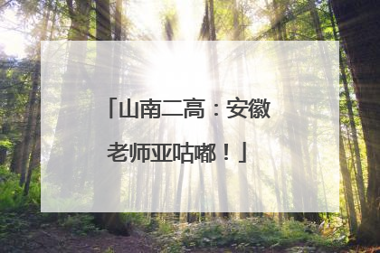山南二高：安徽老师亚咕嘟！
