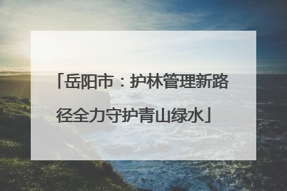 岳阳市：护林管理新路径全力守护青山绿水
