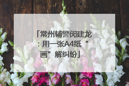 常州辅警闵建龙：用一张A4纸“画”解纠纷
