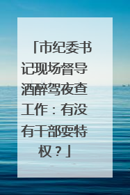 市纪委书记现场督导酒醉驾夜查工作：有没有干部耍特权？