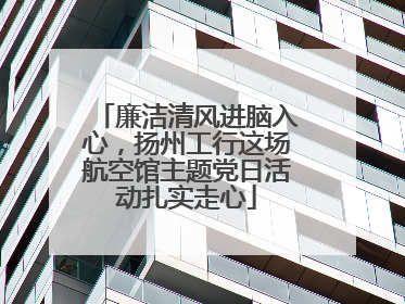 廉洁清风进脑入心，扬州工行这场航空馆主题党日活动扎实走心