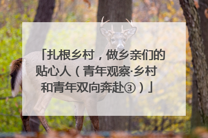 扎根乡村，做乡亲们的贴心人（青年观察·乡村和青年双向奔赴③）