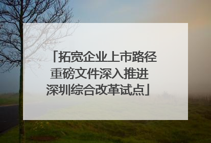 拓宽企业上市路径 重磅文件深入推进深圳综合改革试点