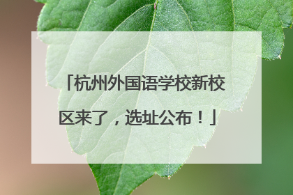 杭州外国语学校新校区来了，选址公布！