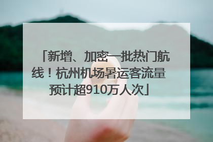 新增、加密一批热门航线！杭州机场暑运客流量预计超910万人次
