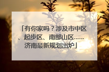 有你家吗？涉及市中区、起步区、南部山区……济南最新规划出炉