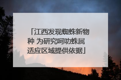 江西发现蜘蛛新物种 为研究呵叻蛛属适应区域提供依据