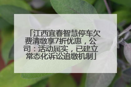 江西宜春智慧停车欠费清缴享7折优惠，公司：活动属实，已建立常态化诉讼追缴机制