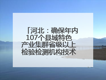 河北：确保年内107个县域特色产业集群省级以上检验检测机构技术服务全覆盖