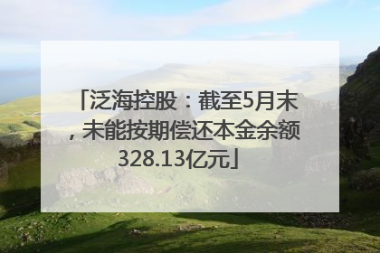 泛海控股：截至5月末，未能按期偿还本金余额328.13亿元