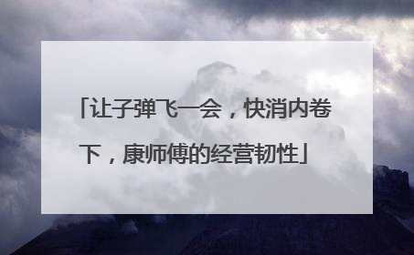 让子弹飞一会，快消内卷下，康师傅的经营韧性