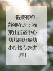 衔接有约，静待花开：福莱山街道中心幼儿园开展幼小衔接专题讲座