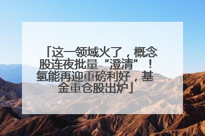 这一领域火了，概念股连夜批量“澄清”！氢能再迎重磅利好，基金重仓股出炉
